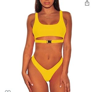 yellow bikini set top and bottom swim suit
